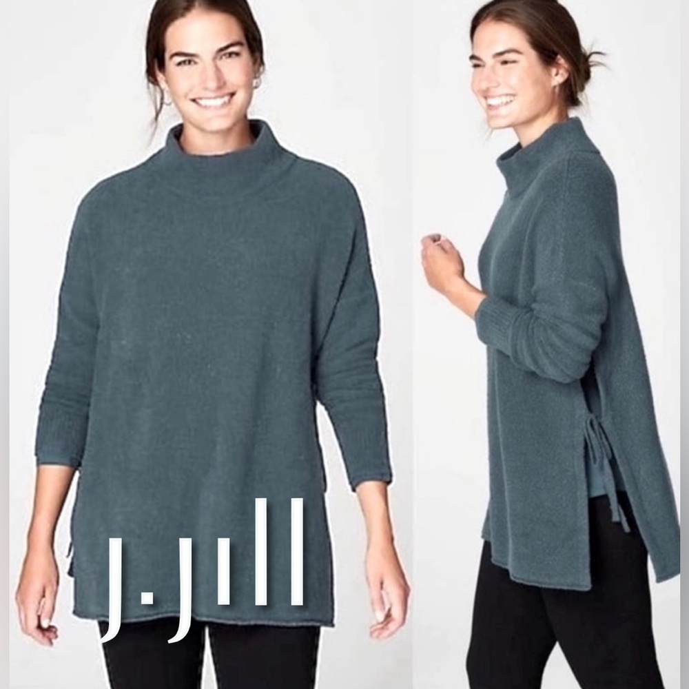 J. Jill Pure Jill Teal Cozy Bouclè Mockneck Long Sleeve Sweater M/L Petite